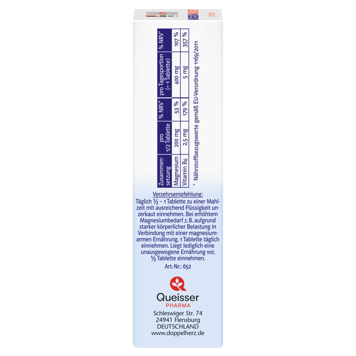 Abbildung der Produktverpackung Doppelherz system MAGNESIUM 400 DEPOT Seitenansicht links